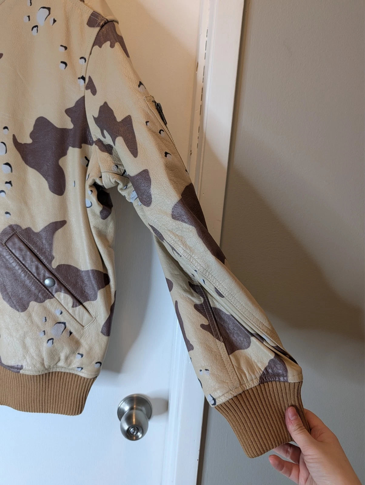 Supreme Leather MA-1 Jacket Desert Camo SS17 Mens Bomber