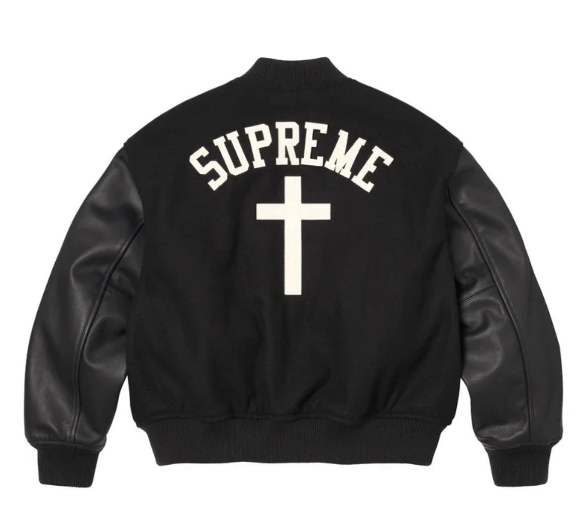 Supreme Cross Varsity Jacket Fast Free Ship