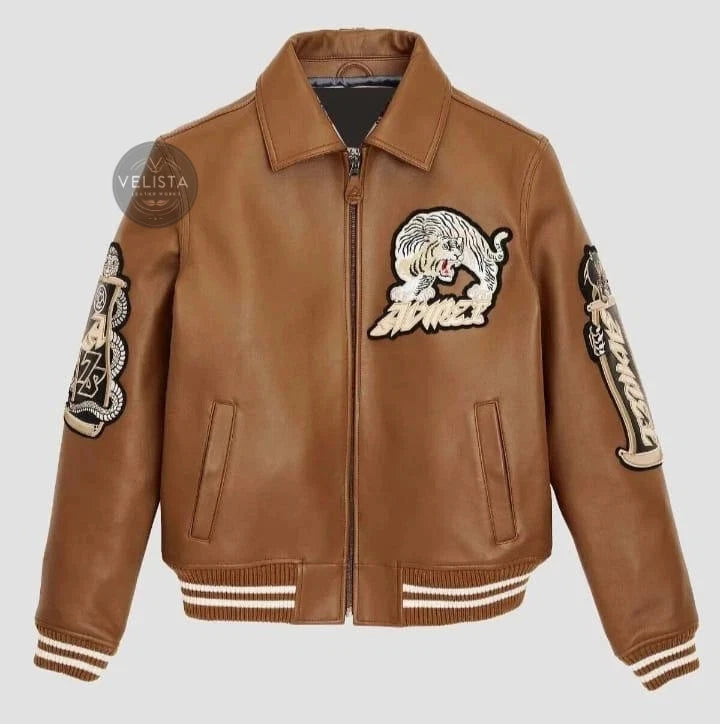 Men's Brown Real Leather Bomber Jacket American Flight Leather Jacket