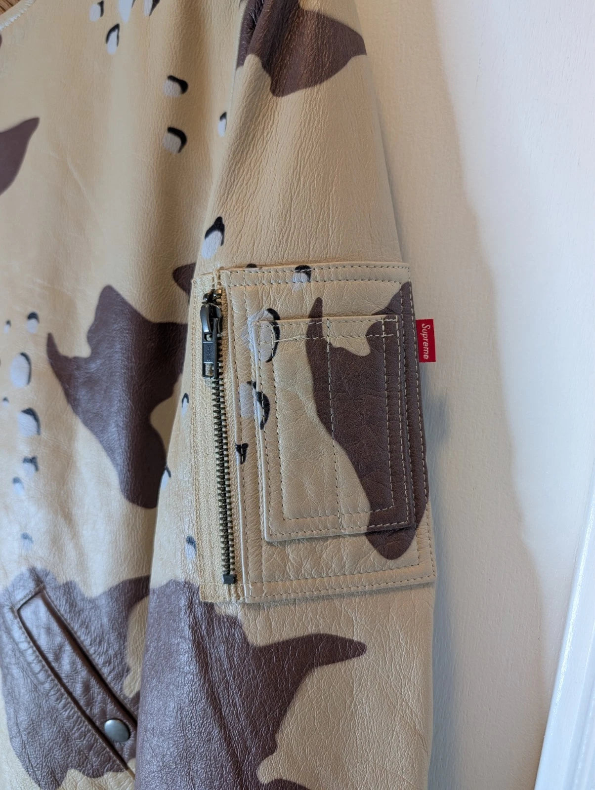 Supreme Leather MA-1 Jacket Desert Camo SS17 Mens Bomber