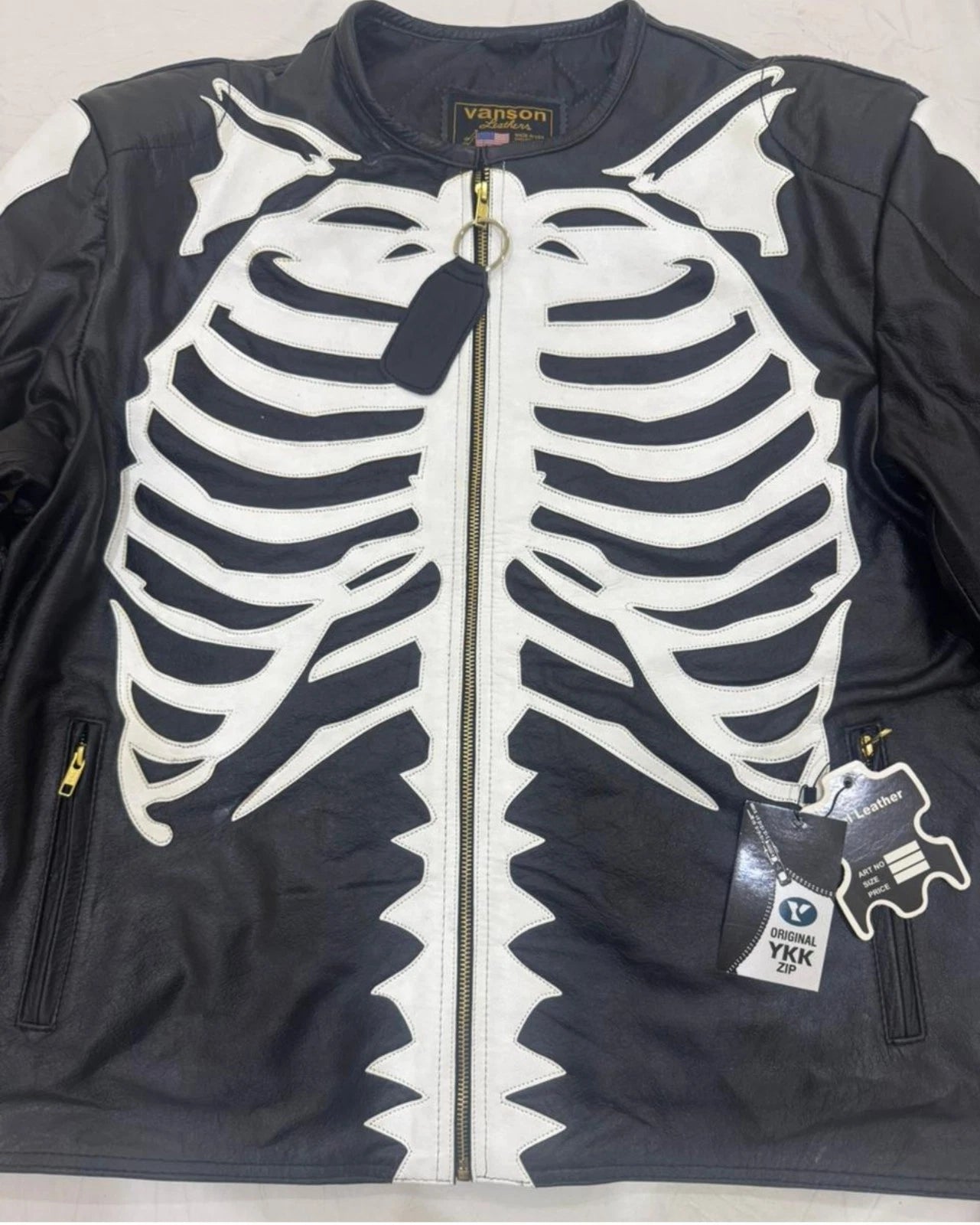 Supreme Vanson Skeleton Leather Biker Motorcycle Racing Jacket Men