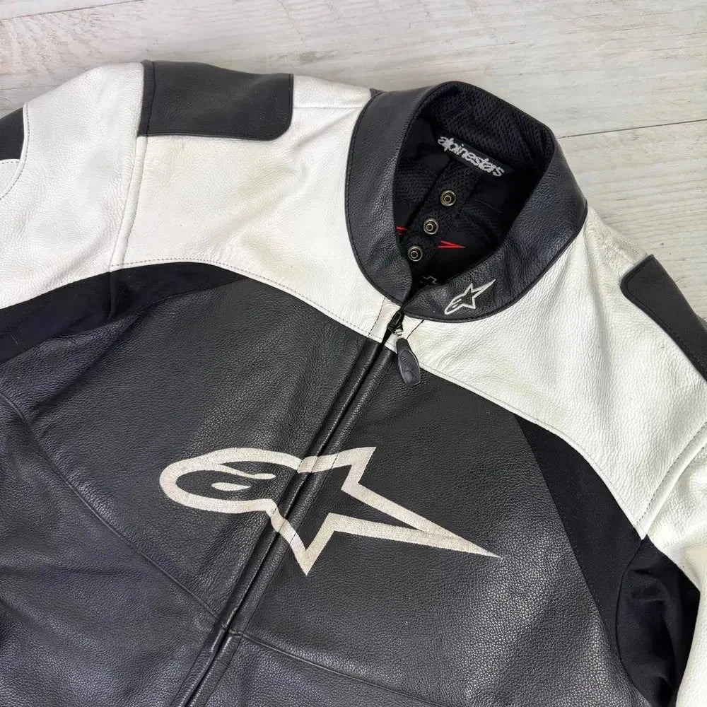 Alpiestars Leather Jacket Moto Armoured Padded Lined Black
