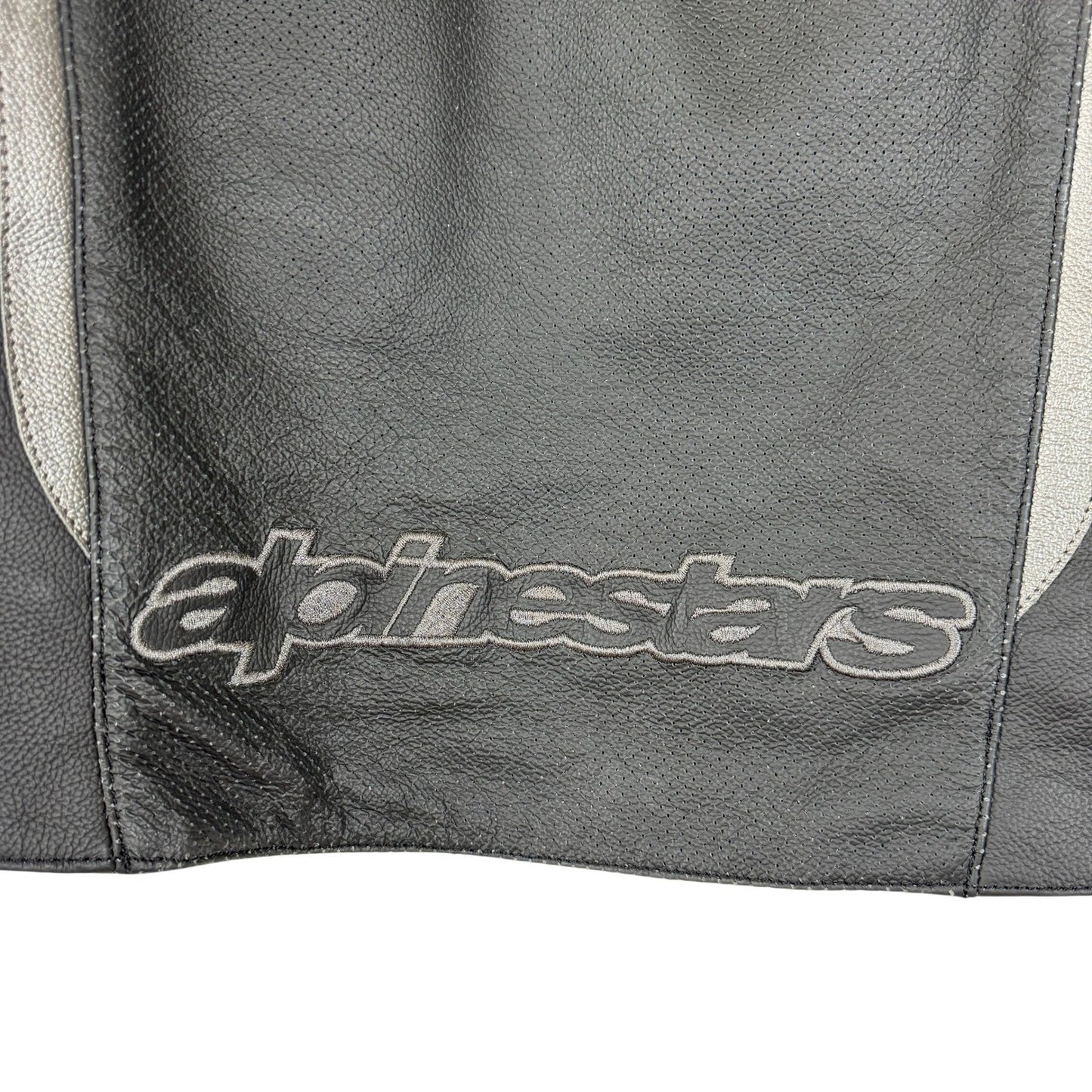 Alpinestars Leather Motorcycle Racing Jacket Black Silver