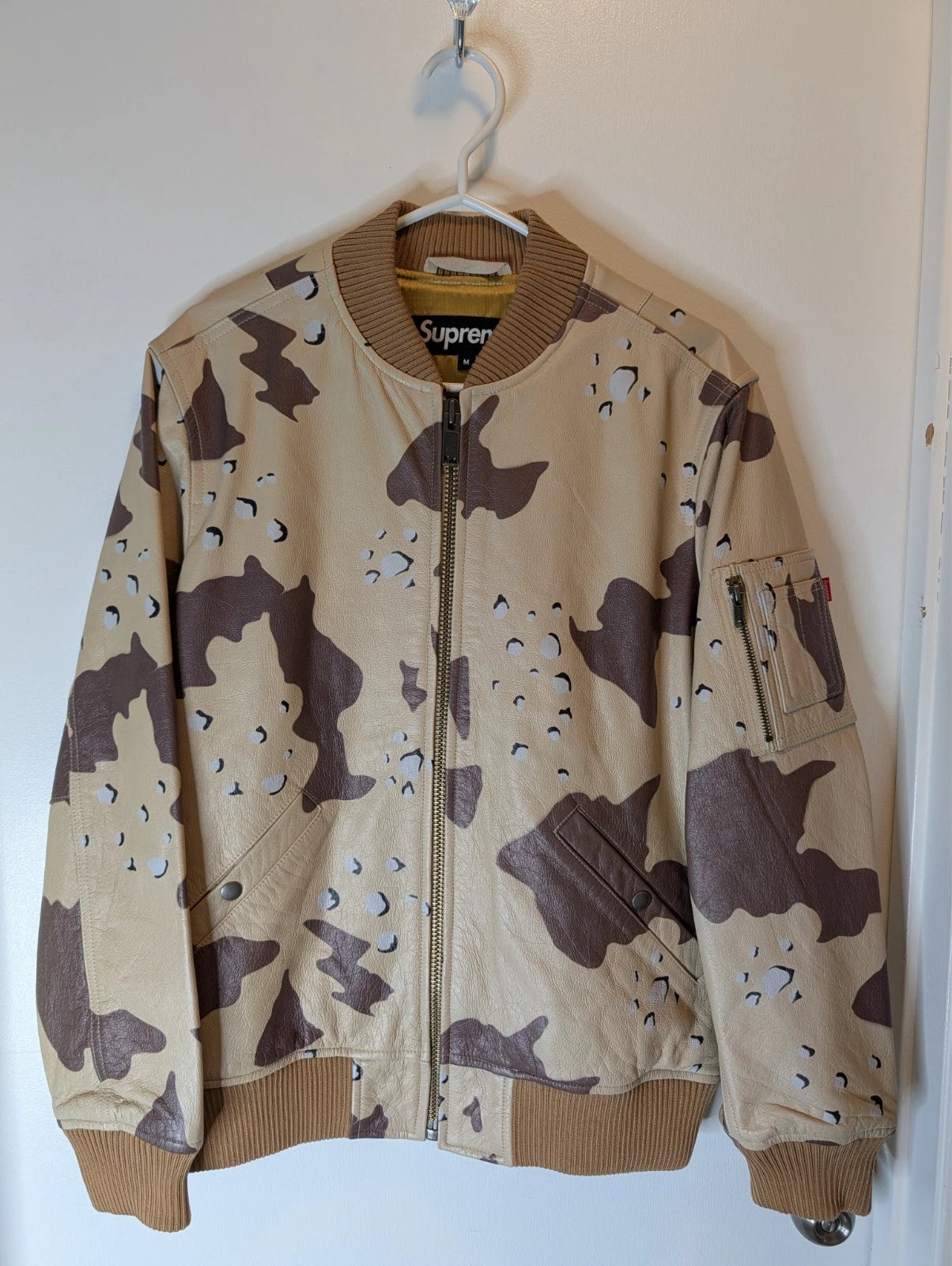 Supreme Leather MA-1 Jacket Desert Camo SS17 Mens Bomber