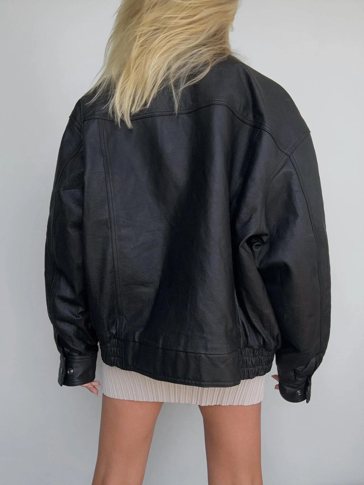 Women Oversize Genuine Leather Bomber jacket