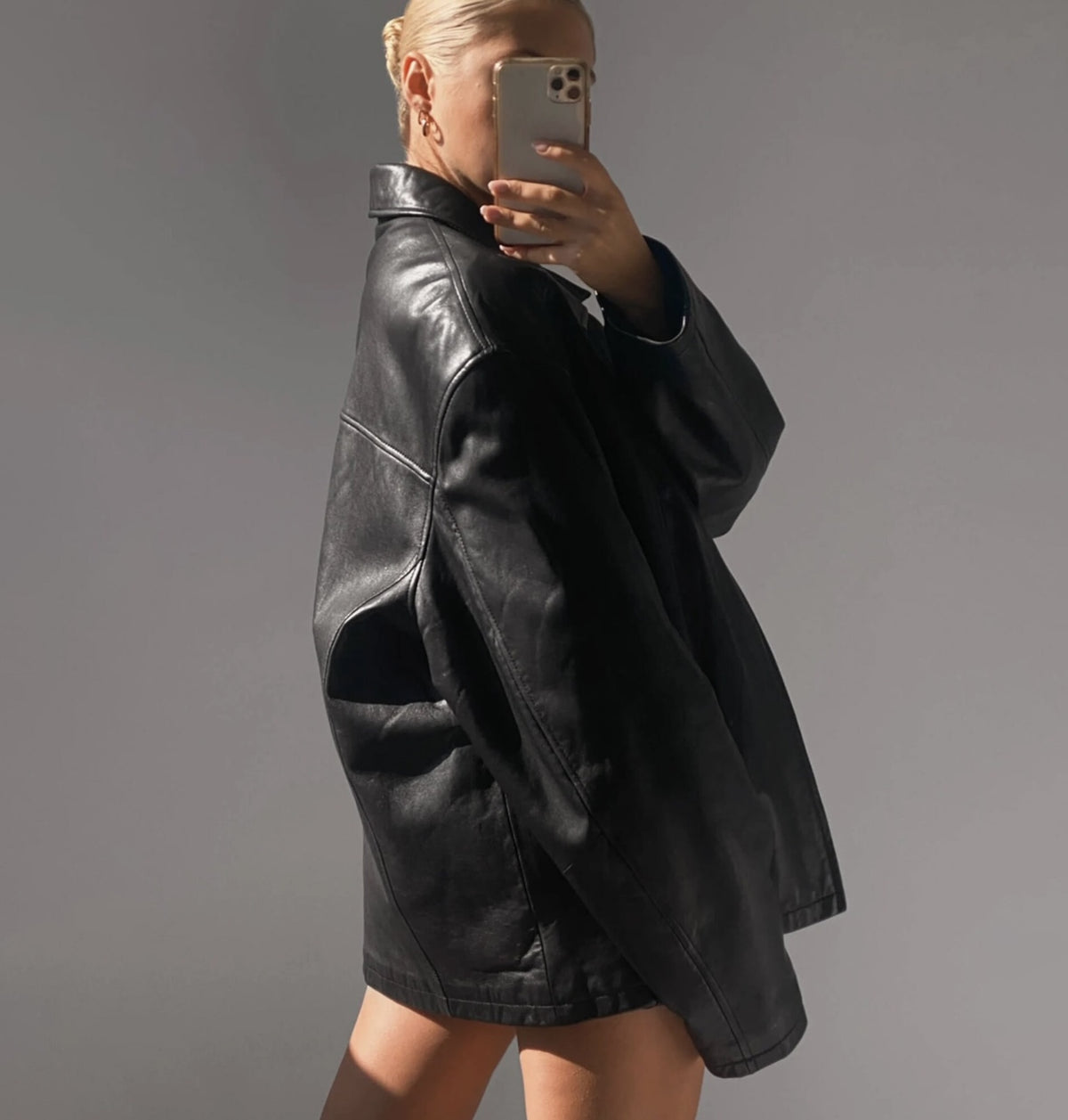 Ladies Classic black Leather Bomber jacket