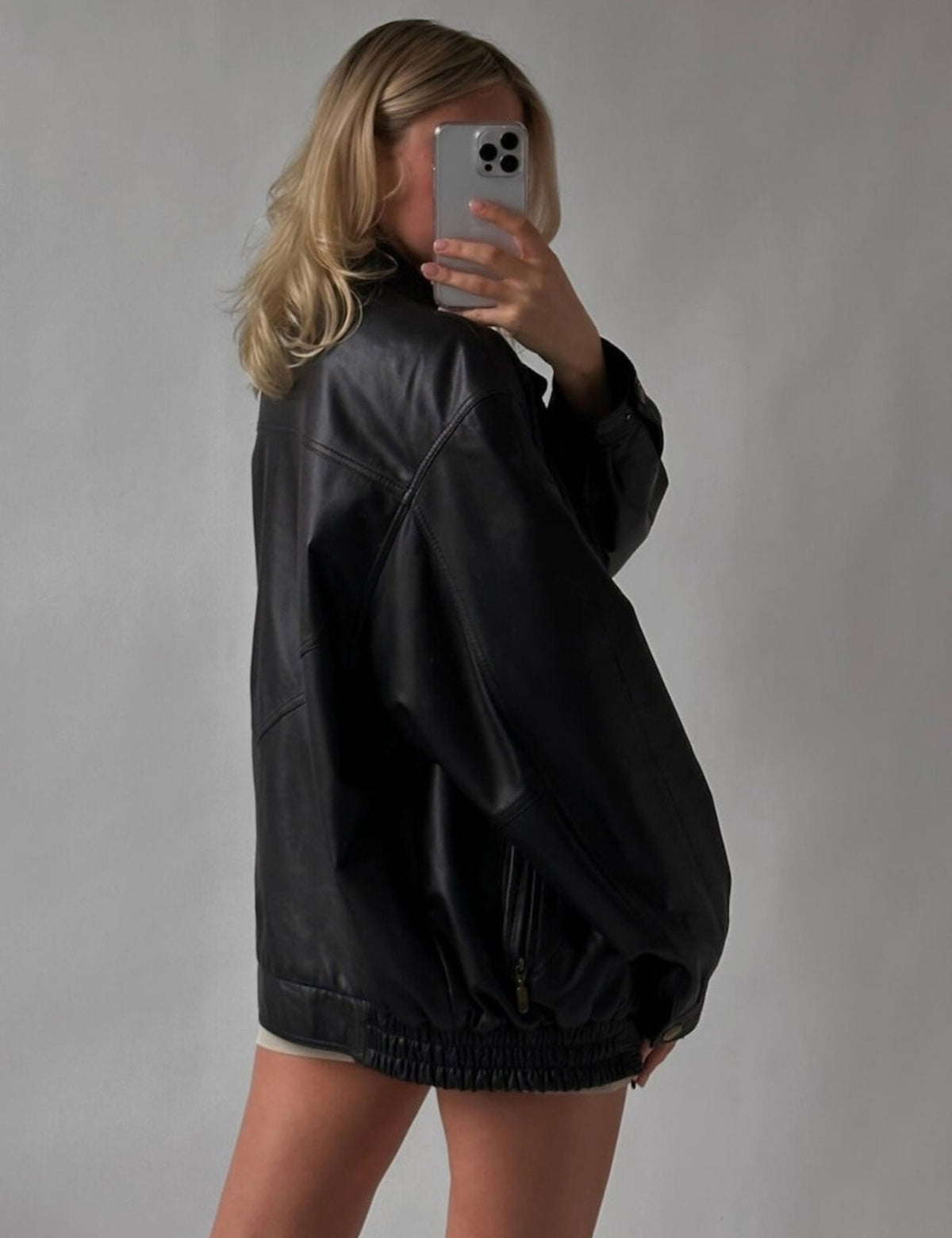 Women Black Classic Leather Bomber jacket